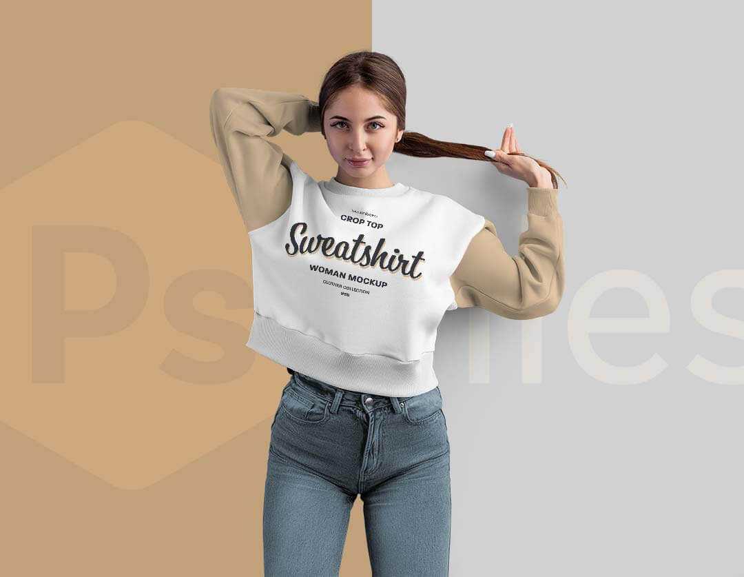 Free Free Crop Top Sweatshirt Mockup PSD