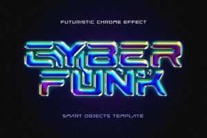 Free Free Cyber Funk: Futuristic Chrome Effect PSD template
