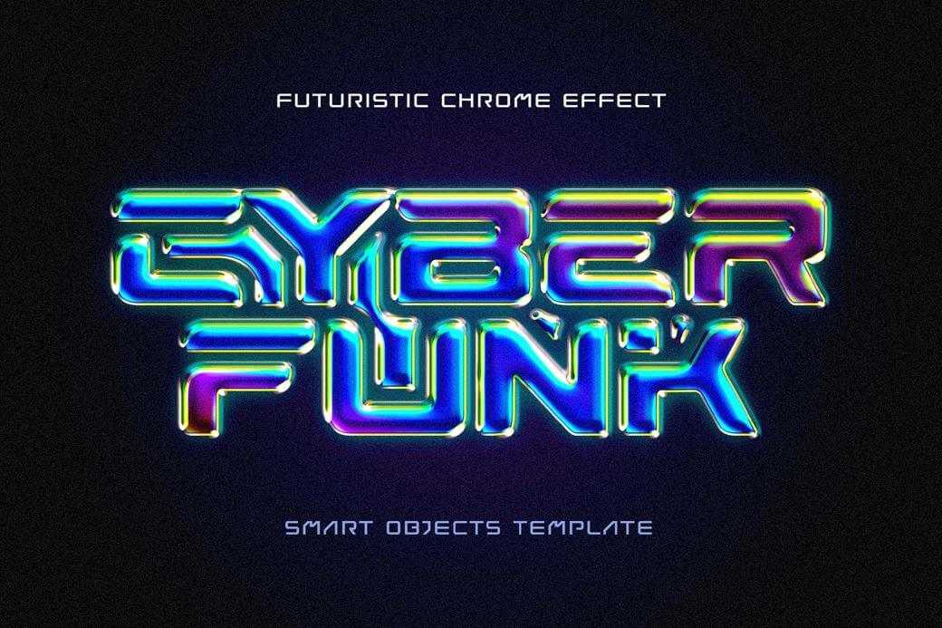 Free Free Cyber Funk: Futuristic Chrome Effect PSD template