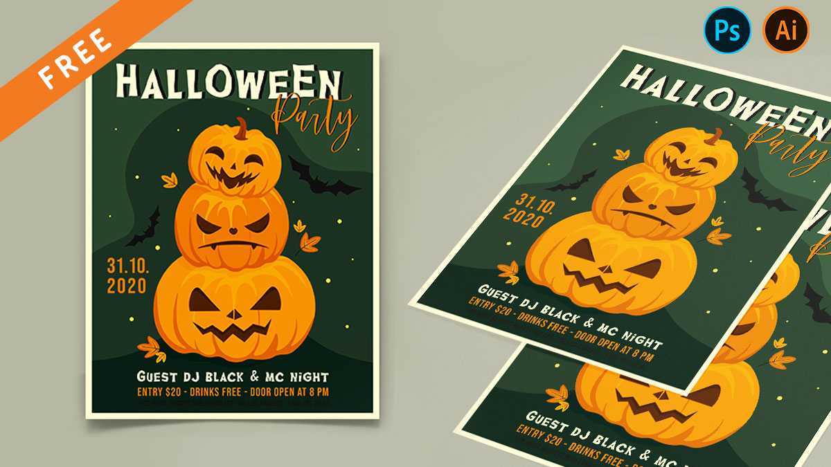 Free Free Halloween Party Flyer Template PSD + Ai