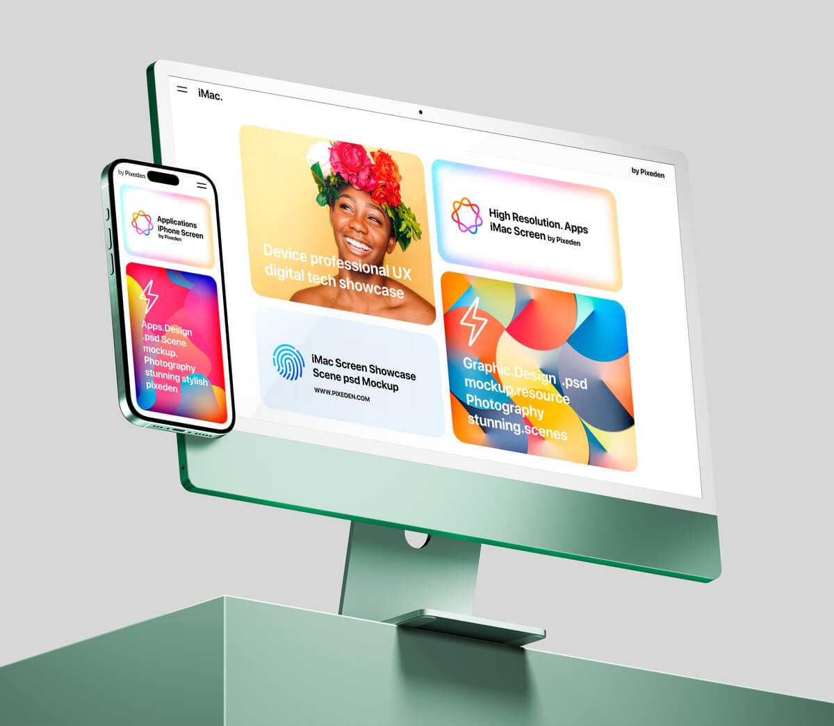 Free Free iMac & iPhone Pro Responsive Website Mockup PSD PSD