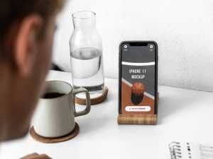 Free Free iPhone 11 on Holder Mockup For UI UX PSD