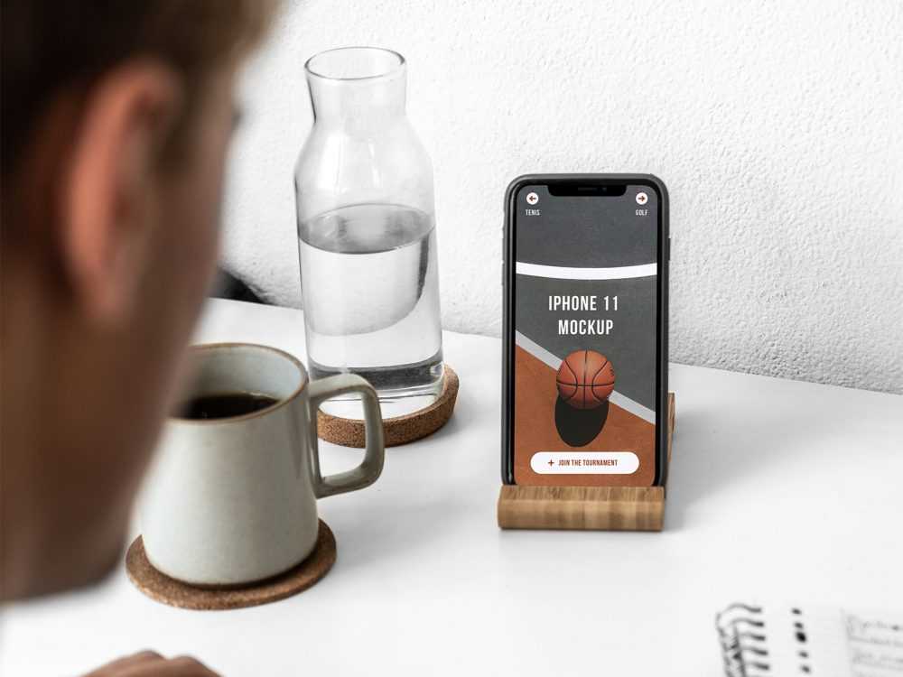 Free Free iPhone 11 on Holder Mockup For UI UX PSD