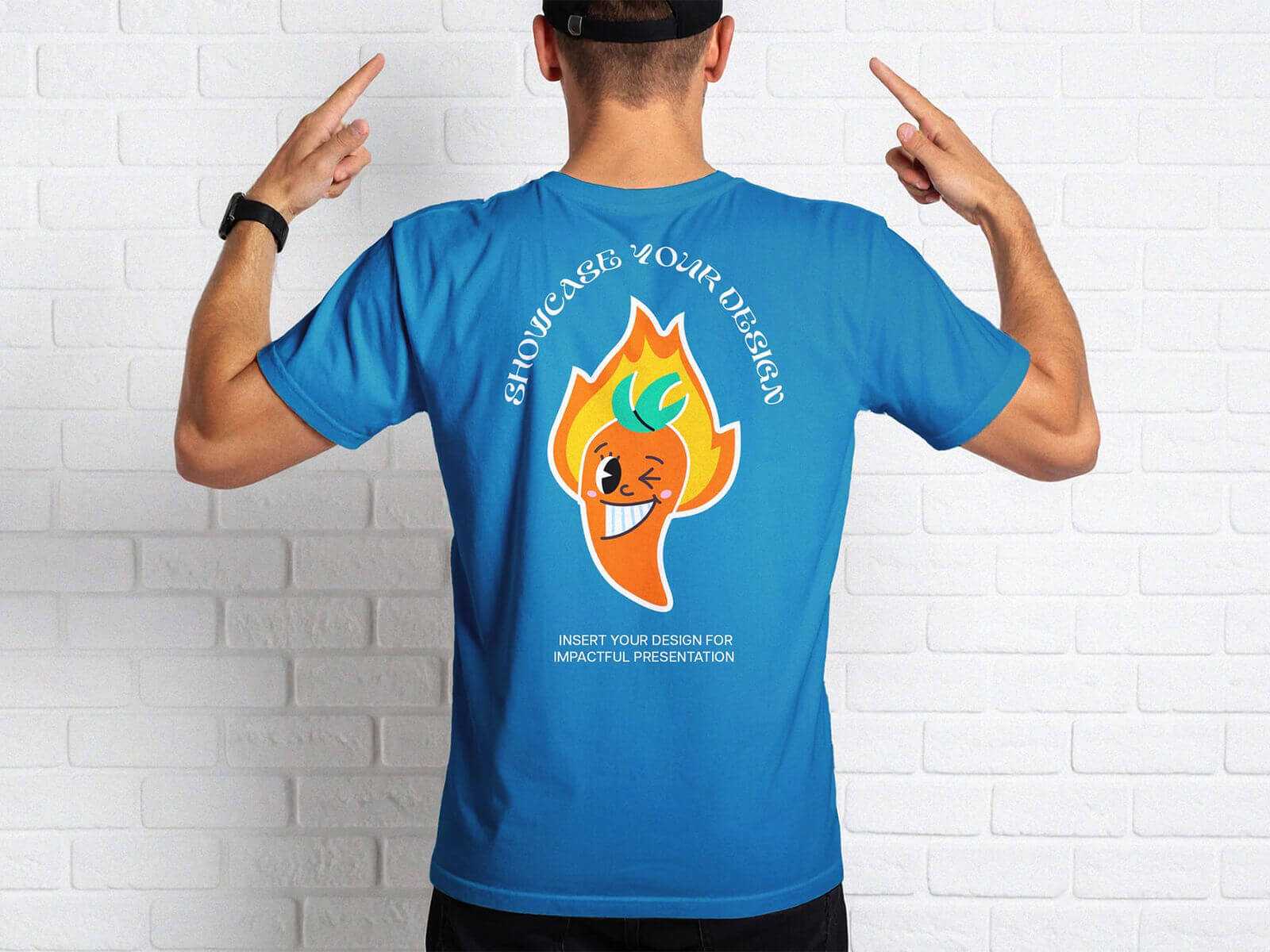 Free Free Model Showing Backside T-Shirt Mockup PSD PSD