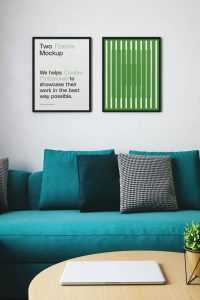 Free Free PSD Two Poster Frames Mockup in Living Room