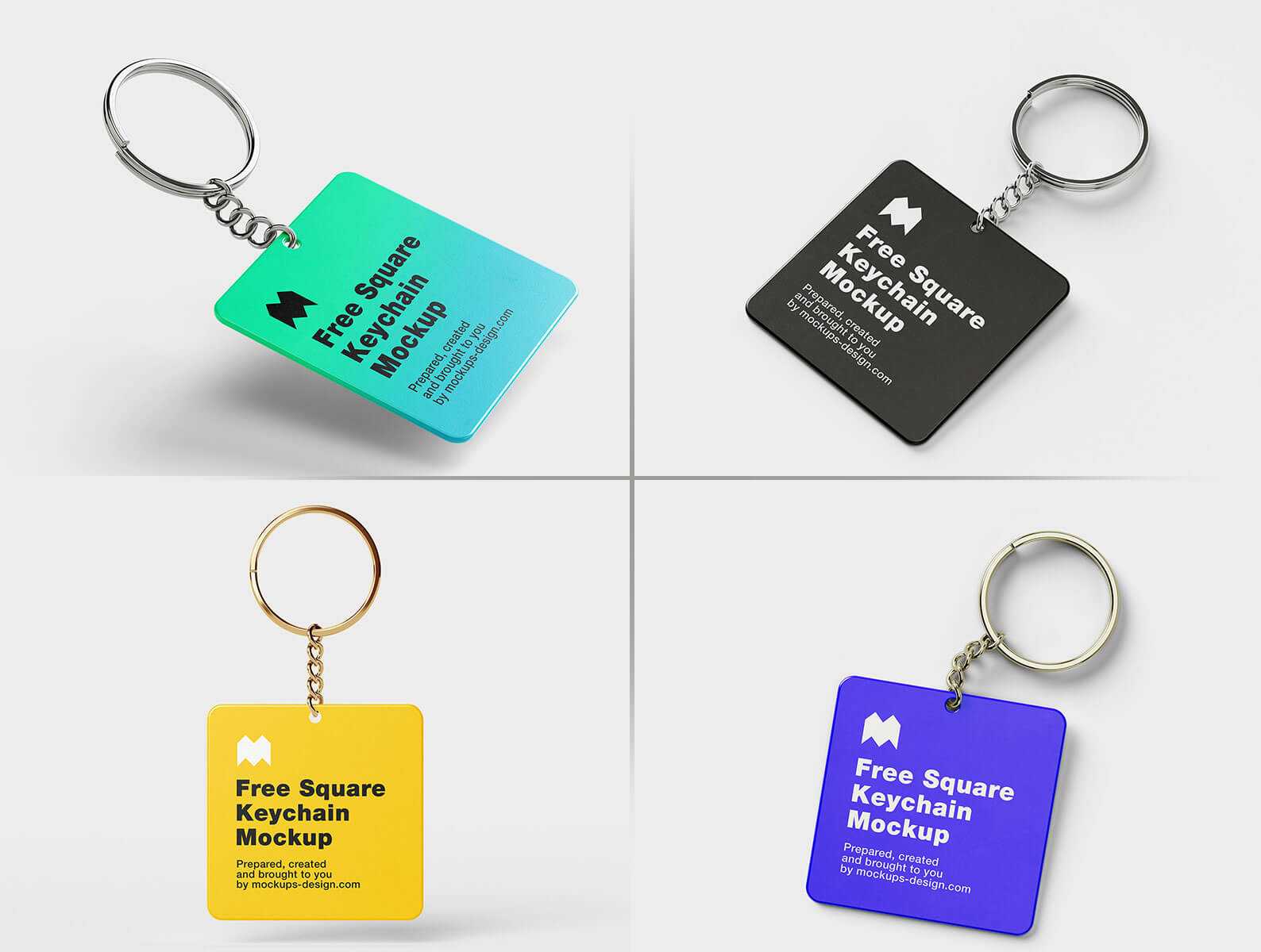 Free Free Square Key Chain Mockups PSD set PSD