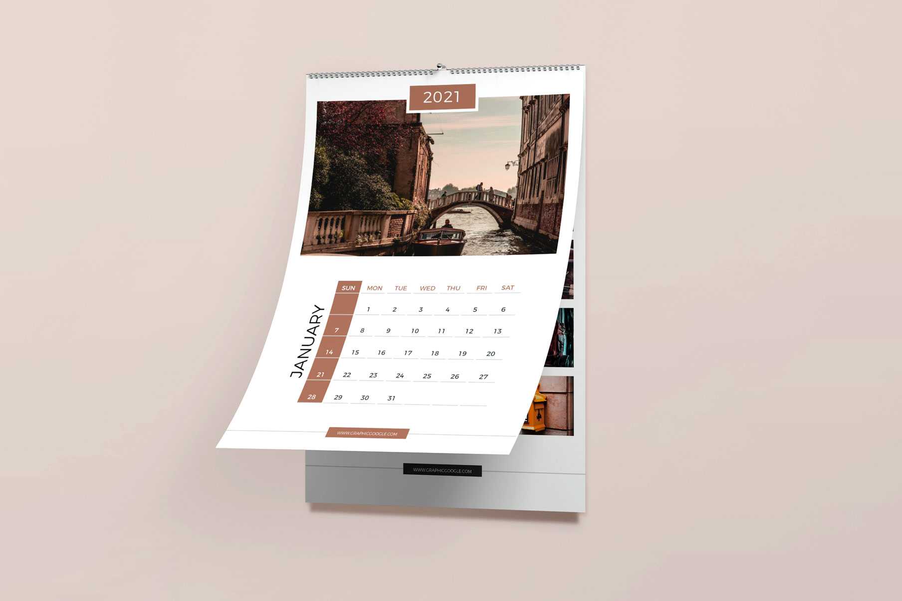 Free Free Wall Calendar Mockup PSD