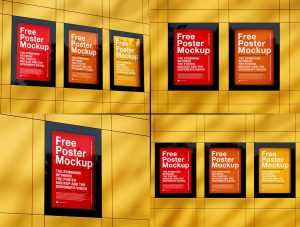 Free Free Wall Framed Clean Poster Frames Mockups PSD set