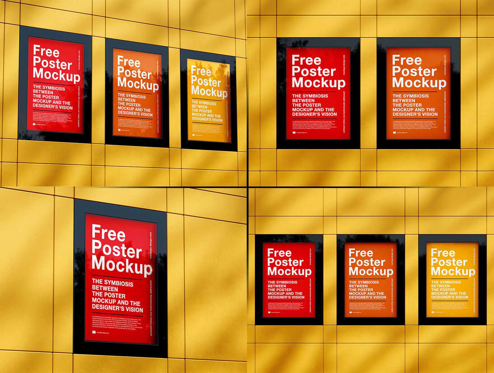 Free Free Wall Framed Clean Poster Frames Mockups PSD set