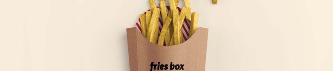 Free Fries Package Box PSD Mockup