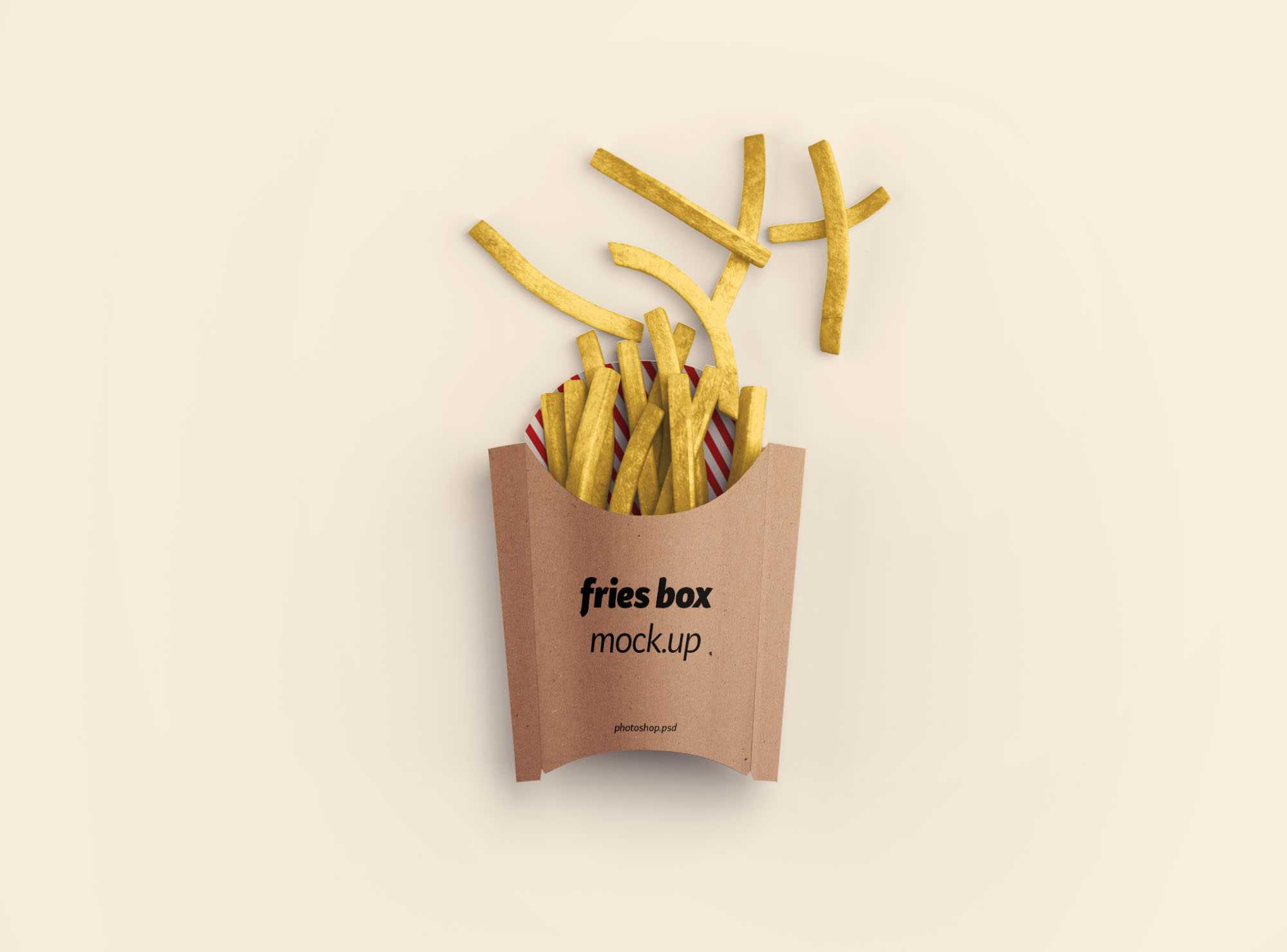 Free Fries Package Box PSD Mockup