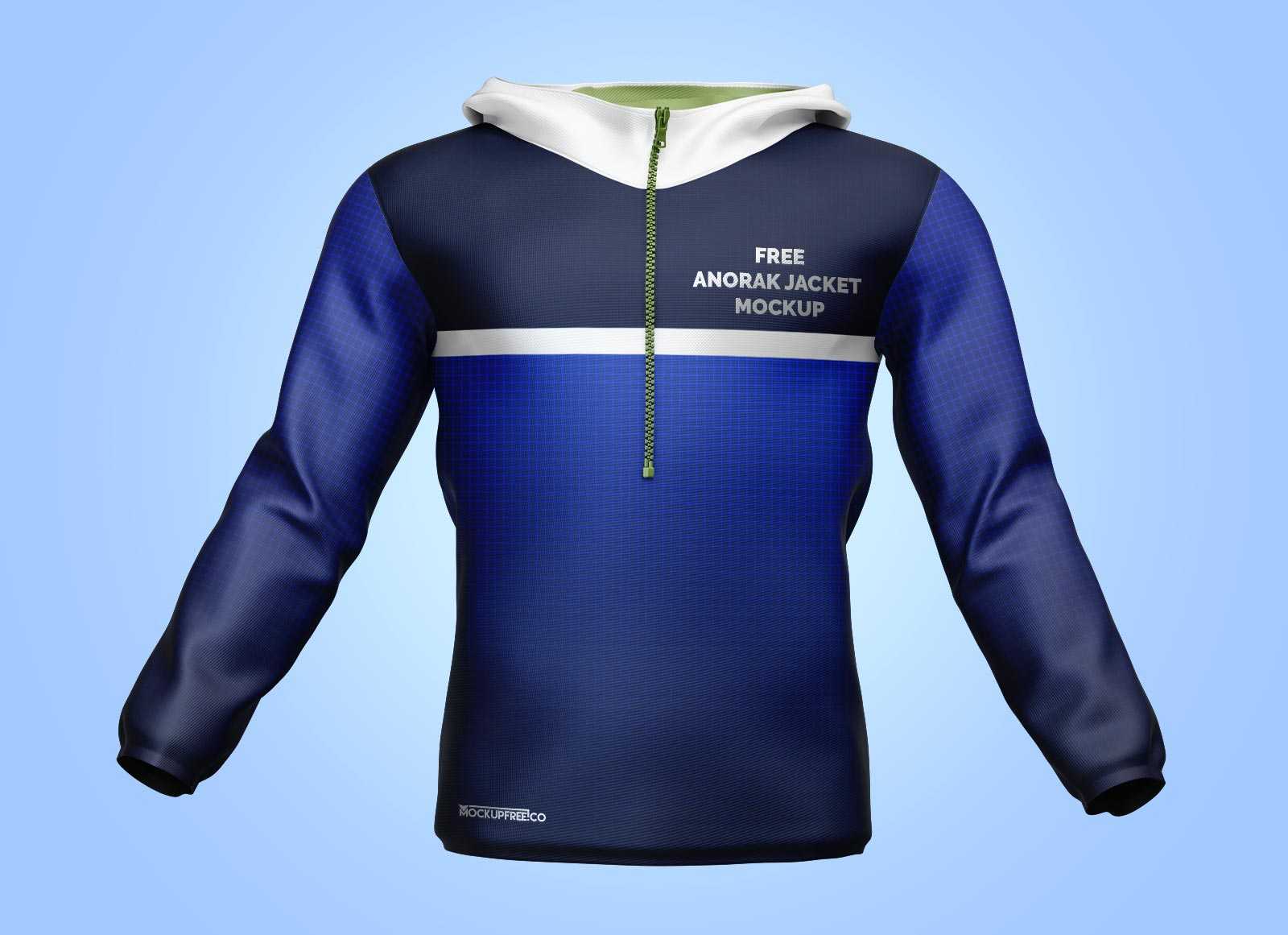 Free Front and Back Anorak Jacket Mockup PSD