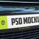 Free Front Car Name Plate Mockup PSD