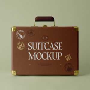 Free Front Standing Suitcase Mockup