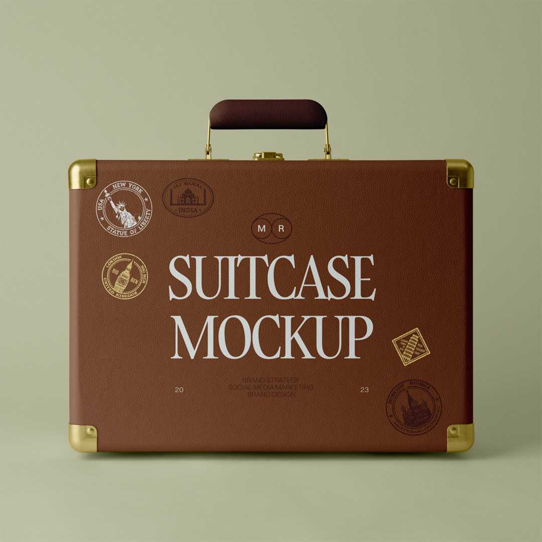 Free Front Standing Suitcase Mockup