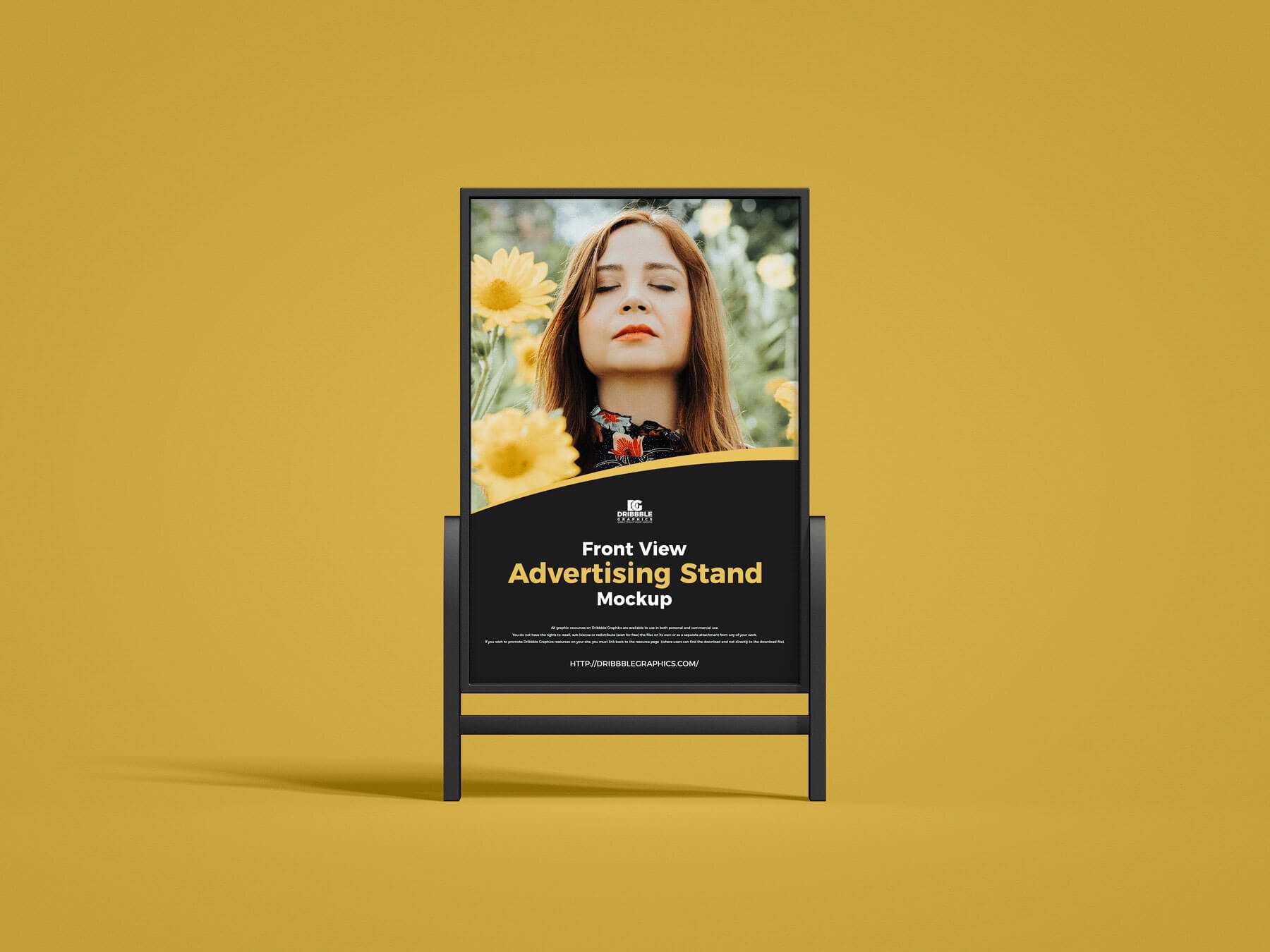 Free Front View Advertising A Stand Mockup PSD