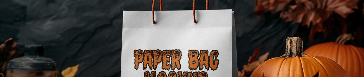 Free Front View Halloween Paper Bag Mockup