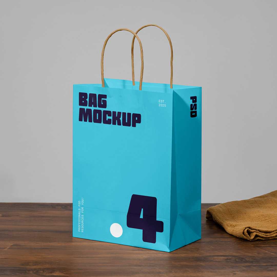 Free Front View Paper Bag PSD Mockup