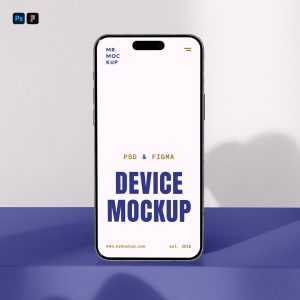 Free Front View Standing iPhone 16 Pro Mockup
