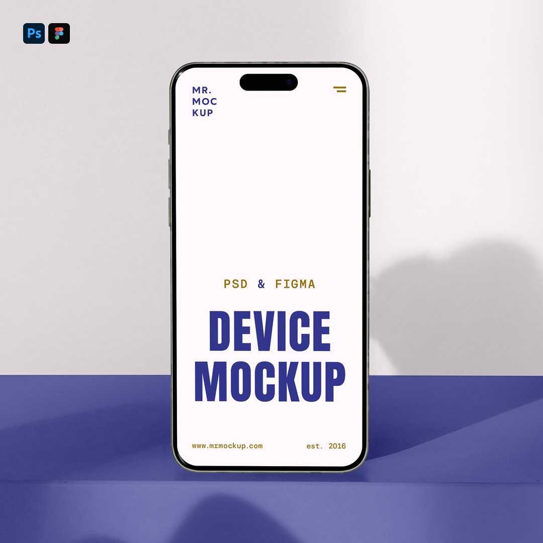 Free Front View Standing iPhone 16 Pro Mockup