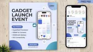 Free Gadget Launch Event Social Media Post PSD Template