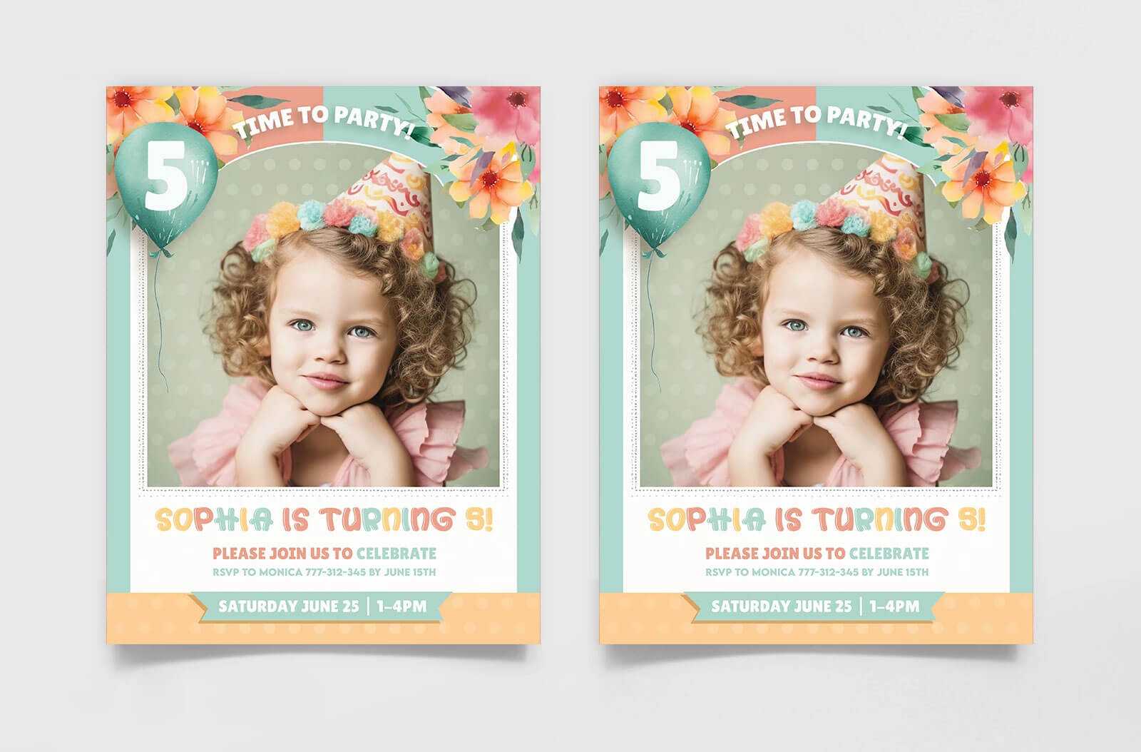 Free Girls Birthday Invite PSD Template
