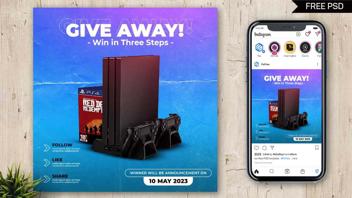 Free Giveaway Product Post Design PSD Template