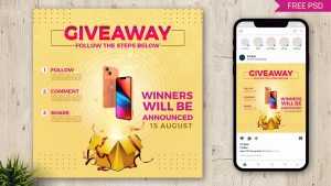 Free Giveaway Social Media Post Design PSD Template