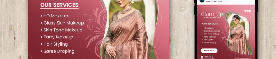 Free Glam Up Bridal Makeover Instagram Post Template PSD