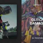 Free Glitch Damage Effect for Posters PSD file