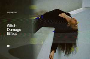 Free Glitch Damage Photo Effect PSD