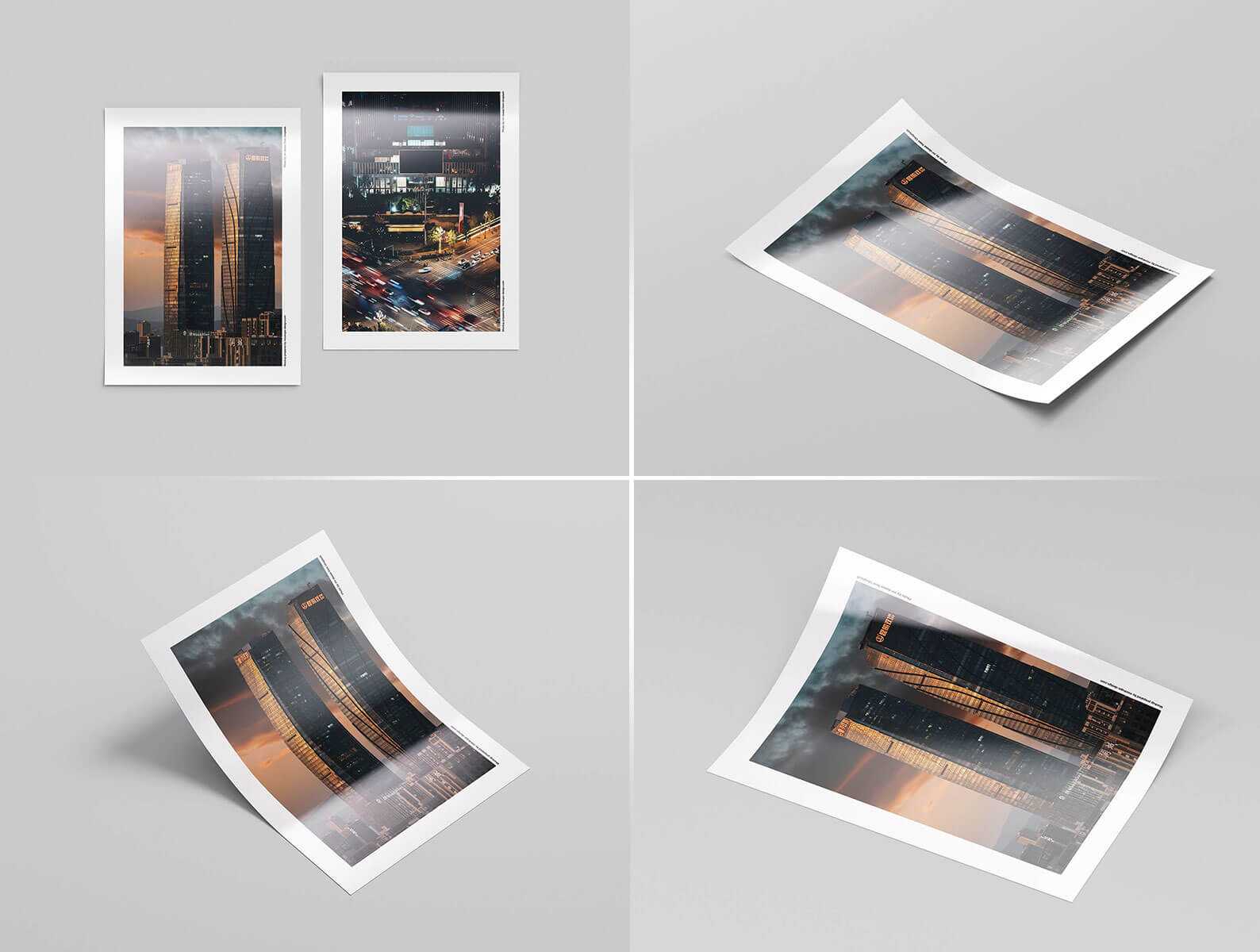 Free Glossy A4 Paper Mockups PSD set