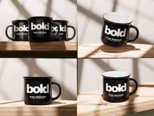Free Glossy Ceramic Mug Mockups PSD set