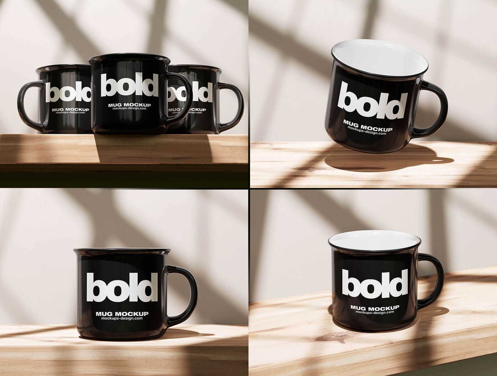 Free Glossy Ceramic Mug Mockups PSD set