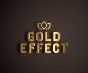 Free Glowing Gold Text Effect PSD Logo Mockup