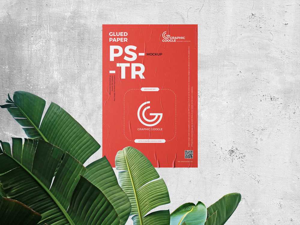 Free Glued Poster Mockup PSD