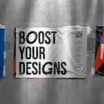 Free Glued Posters Mockups PSD set