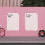 Free Glued Street Poster Mockup PSD