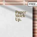 Free Gold Foil Printing On White Paper Logo Mockup PSD