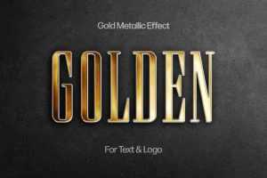 Free Gold Metallic Text And Logo Effect PSD