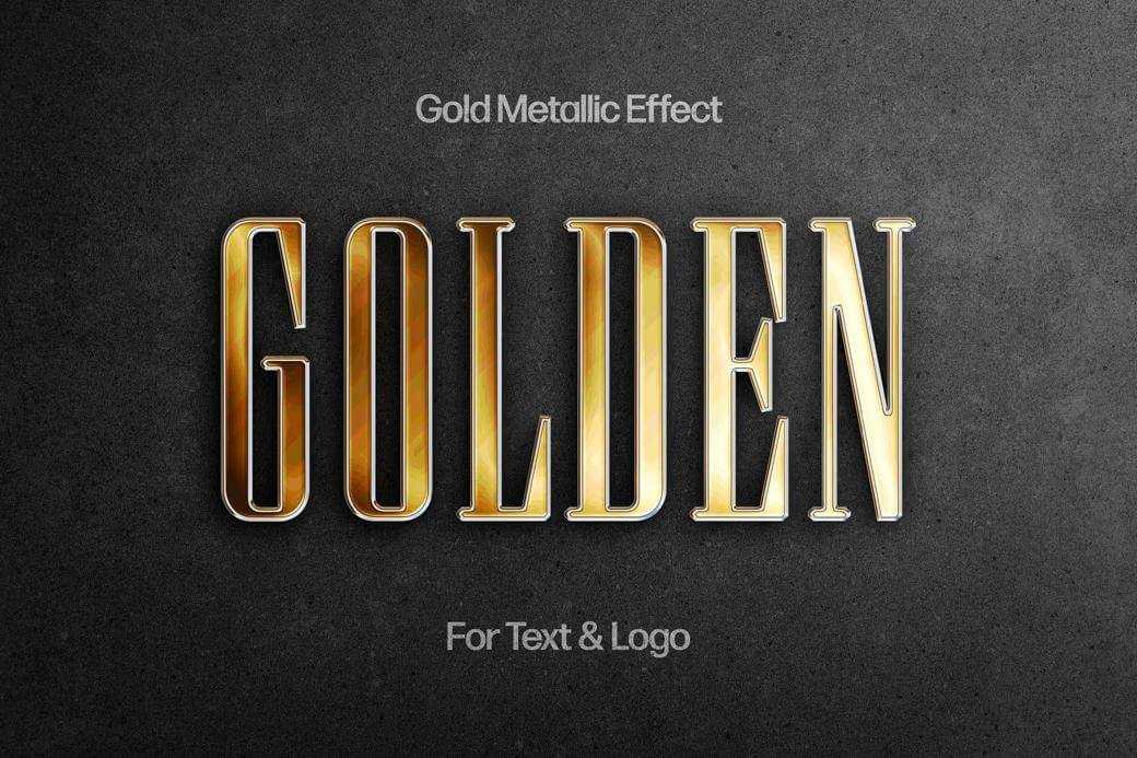 Free Gold Metallic Text And Logo Effect PSD