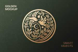 Free Gold Pressed Logo Mockup PSD
