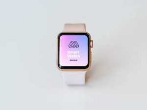 free Golden Smart Watch PSD Mockup
