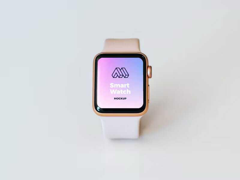 free Golden Smart Watch PSD Mockup