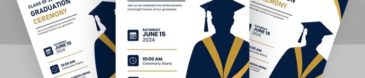 Free Graduation Day Flyer Template PSD - Editable USA Graduation Ceremony Invitation