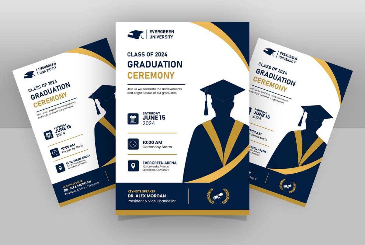 Free Graduation Day Flyer Template PSD - Editable USA Graduation Ceremony Invitation