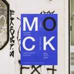 Free Graffiti wall Glued Poster Mockup PSD