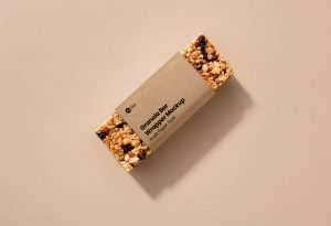 Free Granola Bar Wrapper Mockup PSD - Kraft Paper Style Design