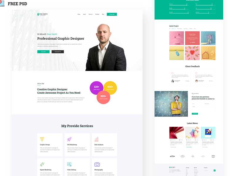 Free Graphic Designer Personal Portfolio Template