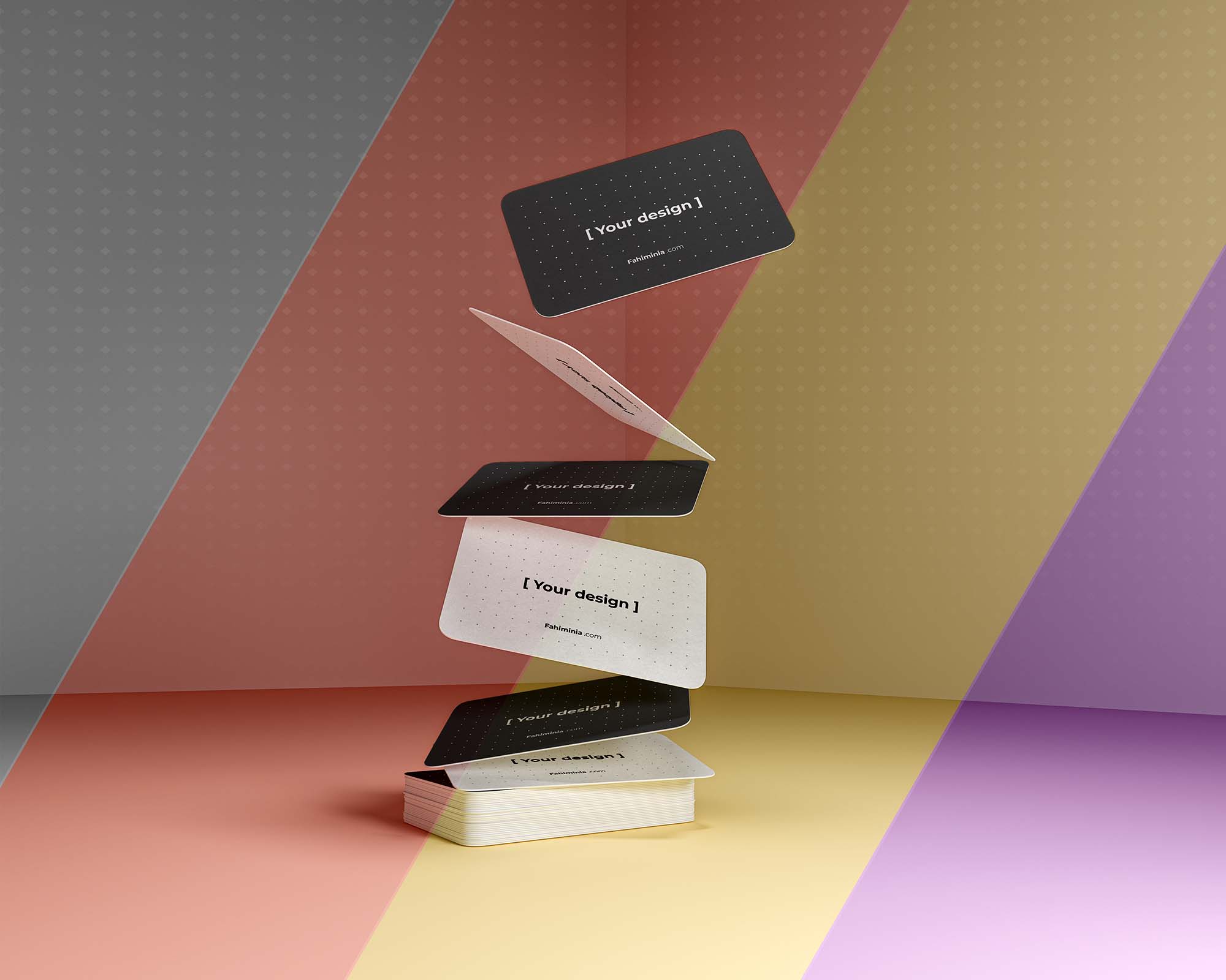 Free Gravity Style Business Cards Mockup PSD